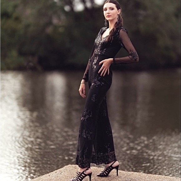 NEW Altar’d State black sheer sequin jumpsuit - Picture 2 of 10